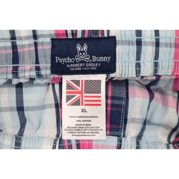 NWT Psycho Bunny Shorts Mens XL Plaid Drawstring Cotton Elastic Waist - Picture 8 of 11